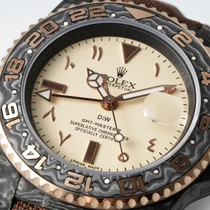 DiW GMT-Master II yellow dial lume shot in darkness