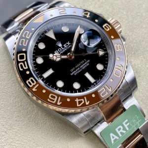 Rolex GMT-Master II 126711CHNR Cerachrom bezel detail with brown and black ceramic insert
