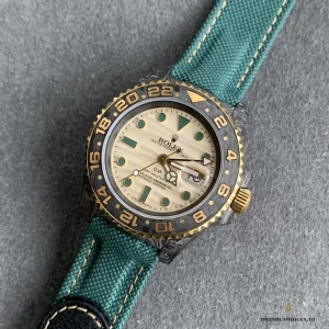 Replica GMT-Master II Carbon Fiber side profile with fabric strap attachment
