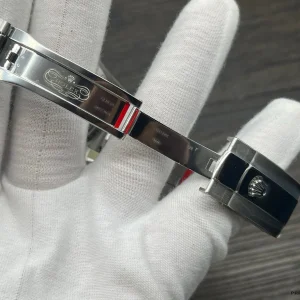 Rolex Milgauss 116400GV wrist shot showing green crystal tint in daylight