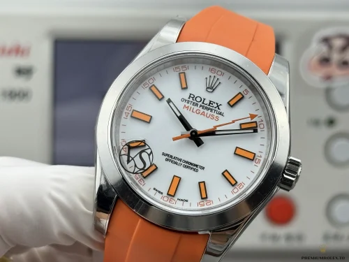 Replica Rolex Milgauss 40mm White Dial 116400 Orange - Affordable Super Clone Watch