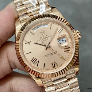 Rolex Day-Date 228235 on wrist showing warm rose gold tone