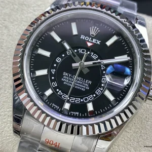Rolex Sky-Dweller 326934 flat lay on charcoal surface