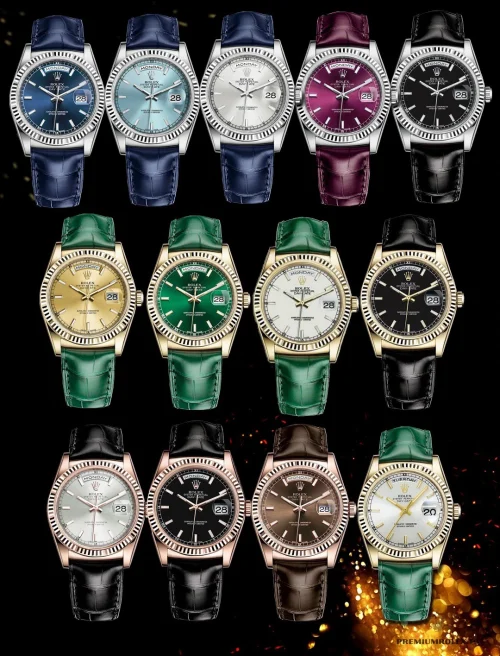 Replica Day-Date 40mm On leather Strap Full Collection - 1:1 Swiss Replica Watch