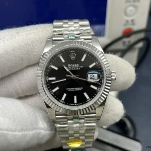 Wrist shot of Rolex Datejust 126334 black dial in natural light