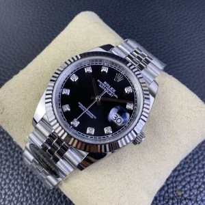 Rolex Datejust 126334 on wrist with black diamond dial