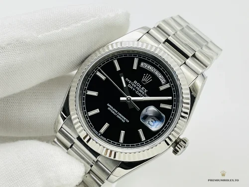 Superclone Day-Date 40mm Platinum Black Dial 228236 - Swiss-Made Clone Watch