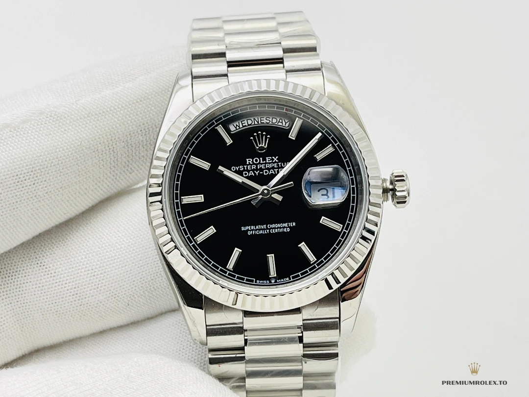 Superclone Day-Date 40mm Platinum Black Dial 228236 - 1:1 Swiss Replica Watch