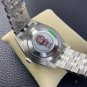 Replica Rolex Datejust 126334 three-quarter view showing MOP dial and Jubilee