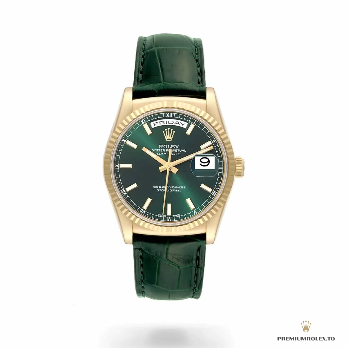 Superclone Rolex Day-Date 36 mm Green Dial 118138-0003 - Top-Tier Swiss Replica Watch