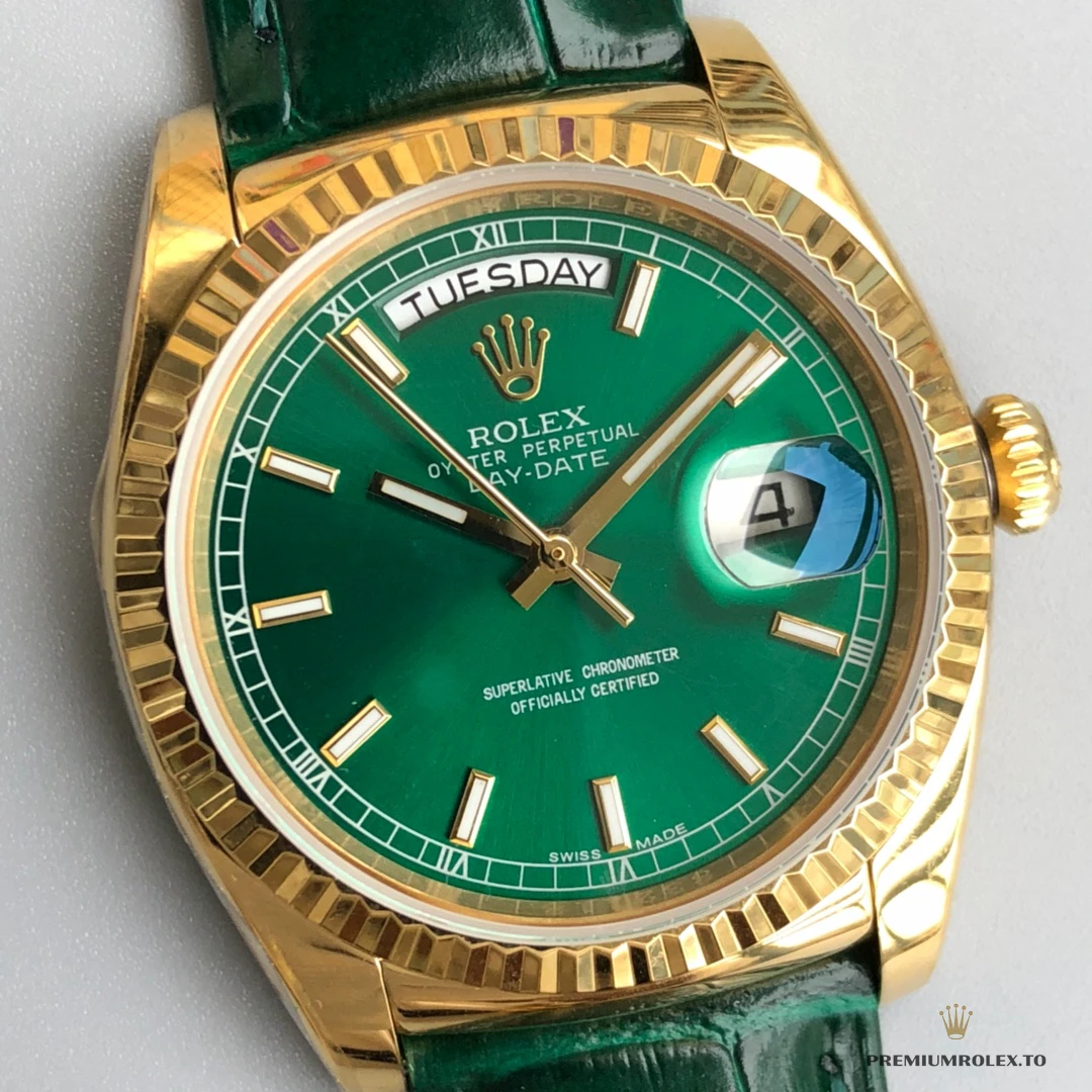 Superclone Rolex Day-Date 36 mm Green Dial 118138-0003 - Top-Tier Swiss Replica Watch