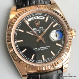 Caseback of the Day-Date 118135CH rose gold-plated finish