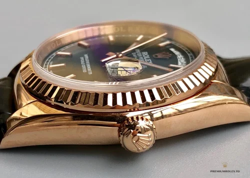 Fake Rolex Day-Date 36mm Rose Gold Black Dial 118135CH - Luxury Replica Watch