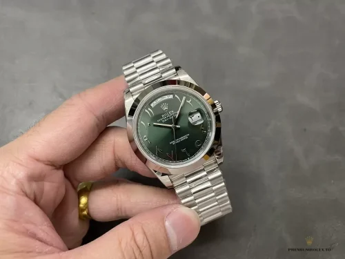 Fake Rolex Day-Date 40mm 228206 Olive Green Arabic Dial - Factory Super Clone Watch