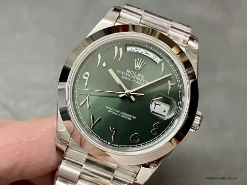 Fake Rolex Day-Date 40mm 228206 Olive Green Arabic Dial - Factory Super Clone Watch