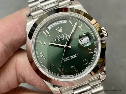 Fake Rolex Day-Date 40mm 228206 Olive Green Arabic Dial - Premium Super Clone Watch