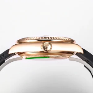 Sky-Dweller 326235 angle emphasizing rose gold indices and hands
