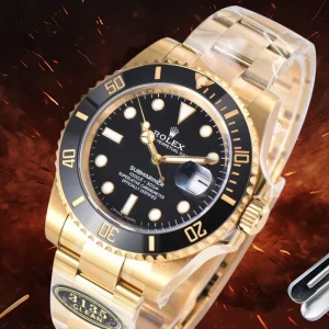 Submariner 116618LN caseback showing gold finish and engraved markings