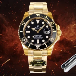 Yellow gold-plated Oyster bracelet layout of Submariner 116618LN with Glidelock