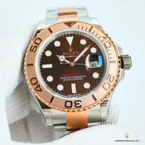 Replica Rolex Yacht-Master 116621 side profile displaying 40mm Rolesor case