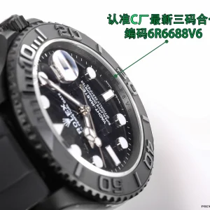 Side profile of Yacht-Master 42mm showing case thickness and Oysterflex strap