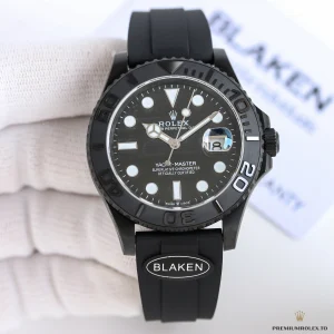 Three-quarter angle highlighting bezel numerals against black case