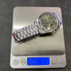 Day-Date 228239 angled view showing date Cyclops magnification