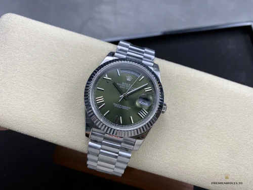 Superclone Rolex Day-Date 40mm Olive Green Roman Dial 228239 - Budget Luxury Replica Watch