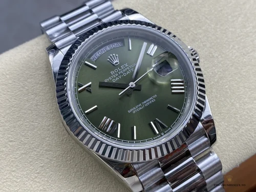 Superclone Rolex Day-Date 40mm Olive Green Roman Dial 228239 - Affordable Luxury Fake Timepiece