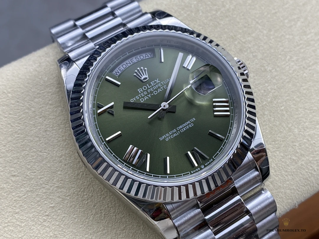 Superclone Rolex Day-Date 40mm Olive Green Roman Dial 228239 - Affordable Luxury Fake Timepiece