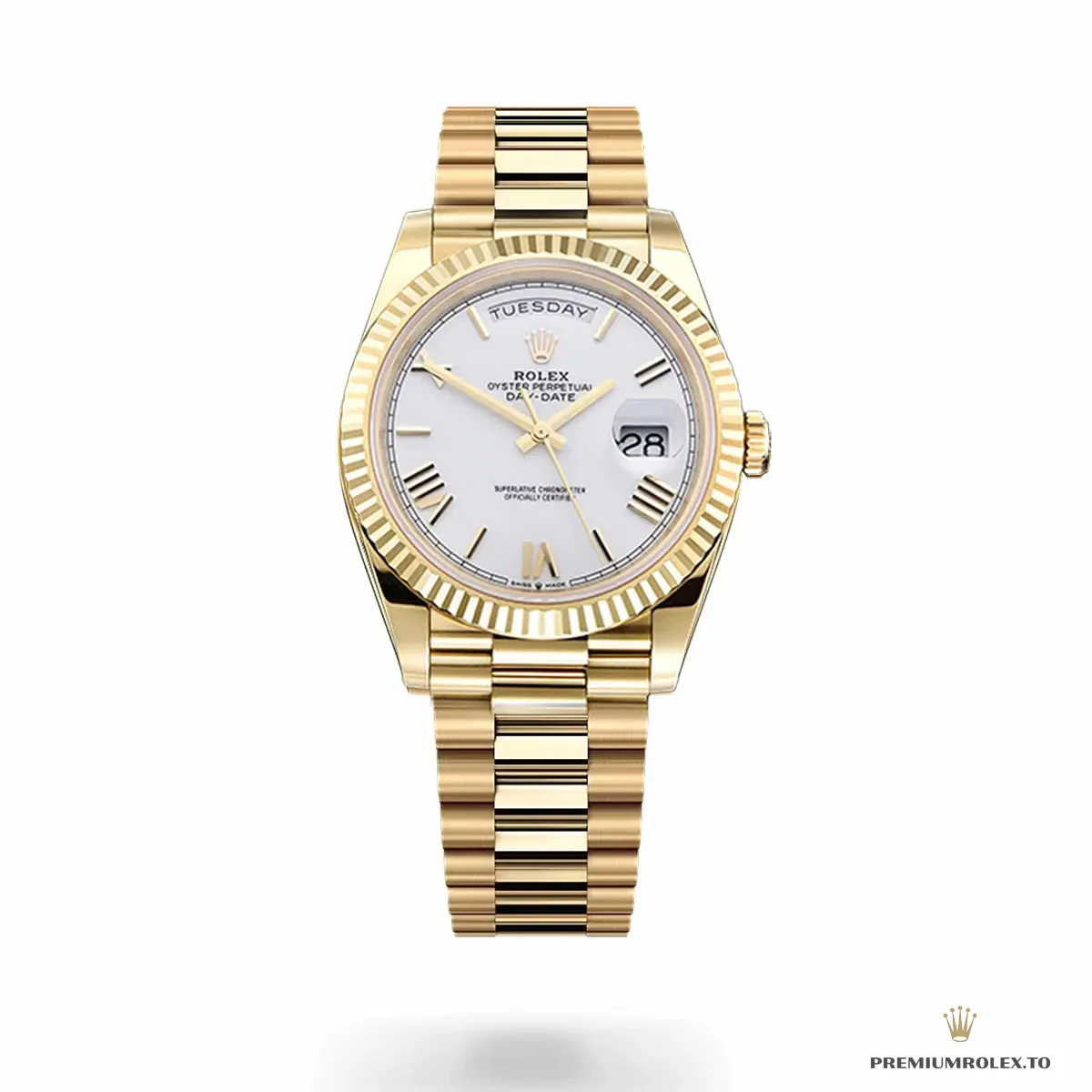Replica Rolex Day-Date 40 mm White Dial Yellow Gold M228238-0042 - Affordable Luxury Fake Timepiece