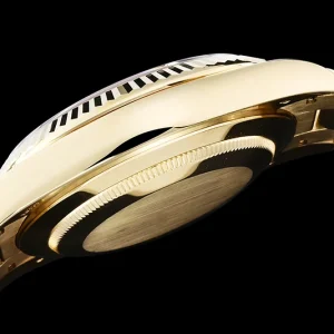 Replica Rolex Day-Date M228238 side profile showing 40mm yellow gold-plated case