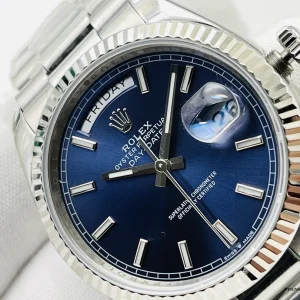Day-Date 40mm 228239AF wrist shot demonstrating platinum-tone steel case proportions