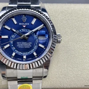 Side profile of Sky-Dweller 326934 showing 42mm case and fluted bezel height