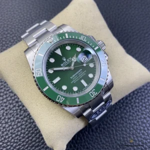Green Cerachrom bezel insert detail with platinum-filled 60-minute graduation