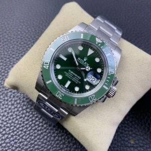 Crown side view of Submariner 116610LV showing Triplock crown guard shoulders
