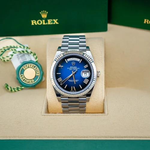 Rolex 228236-0024 Day-Date 40 Platinum Fluted Blue Ombré