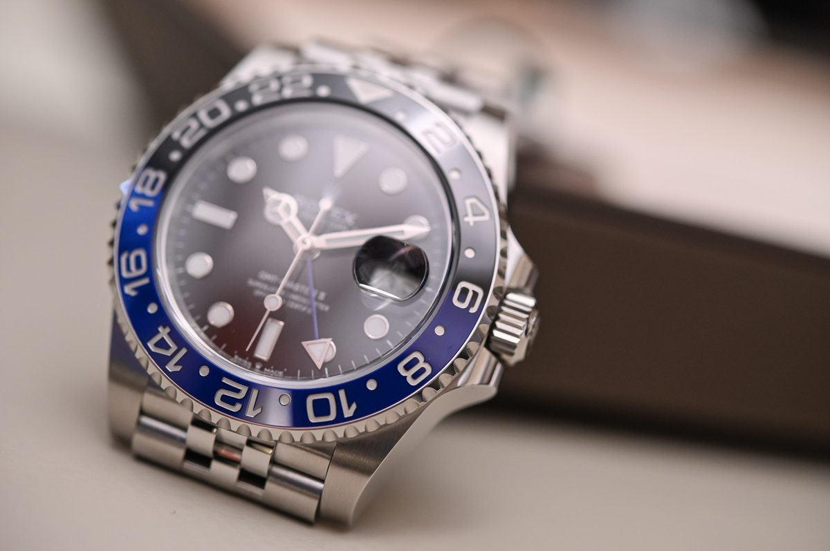 Rolex GMT-Master II Batman black and blue ceramic bezel on Jubilee bracelet