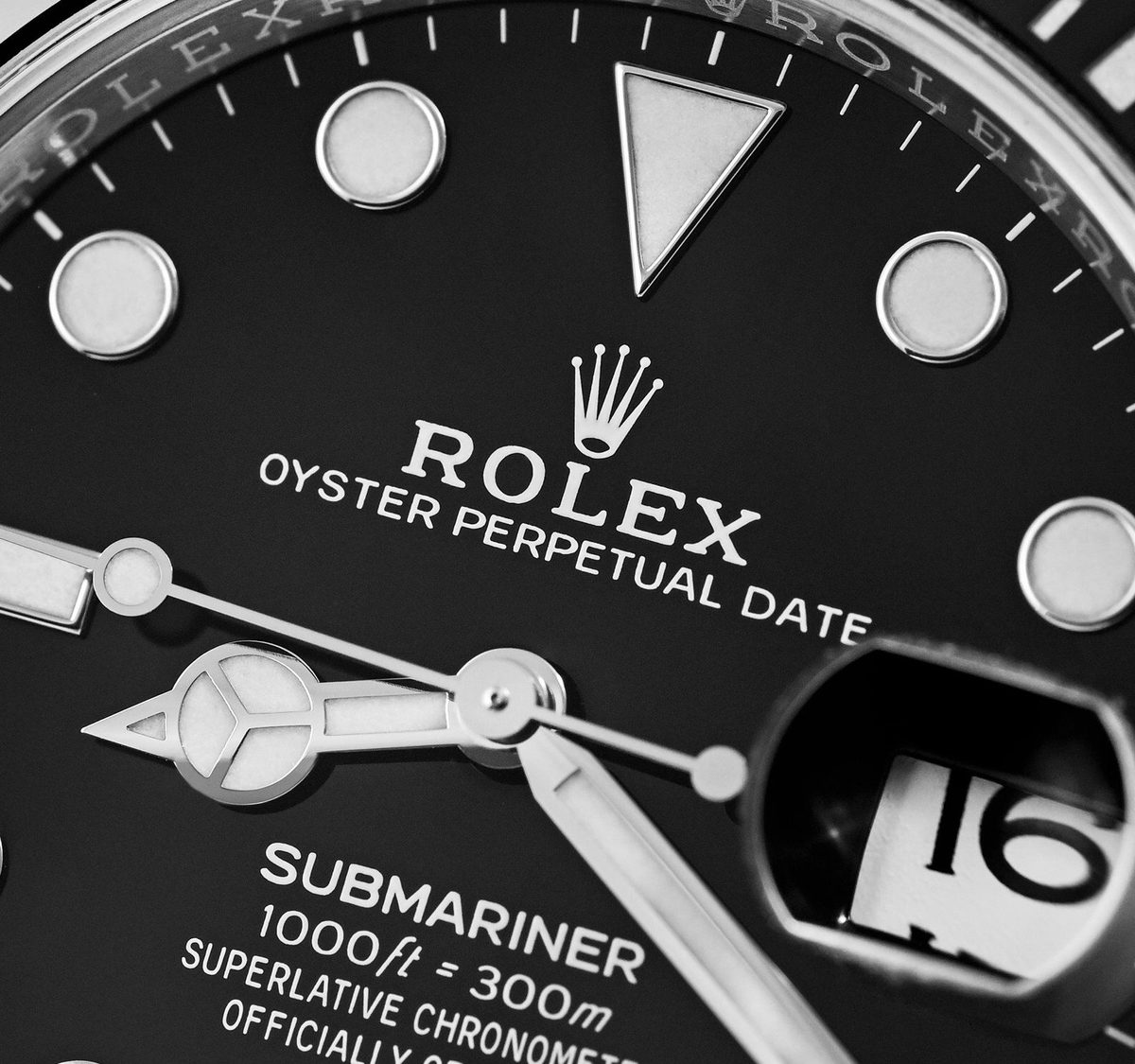 Submariner 126610LN close-up dial and bezel showing dial and bezel quality