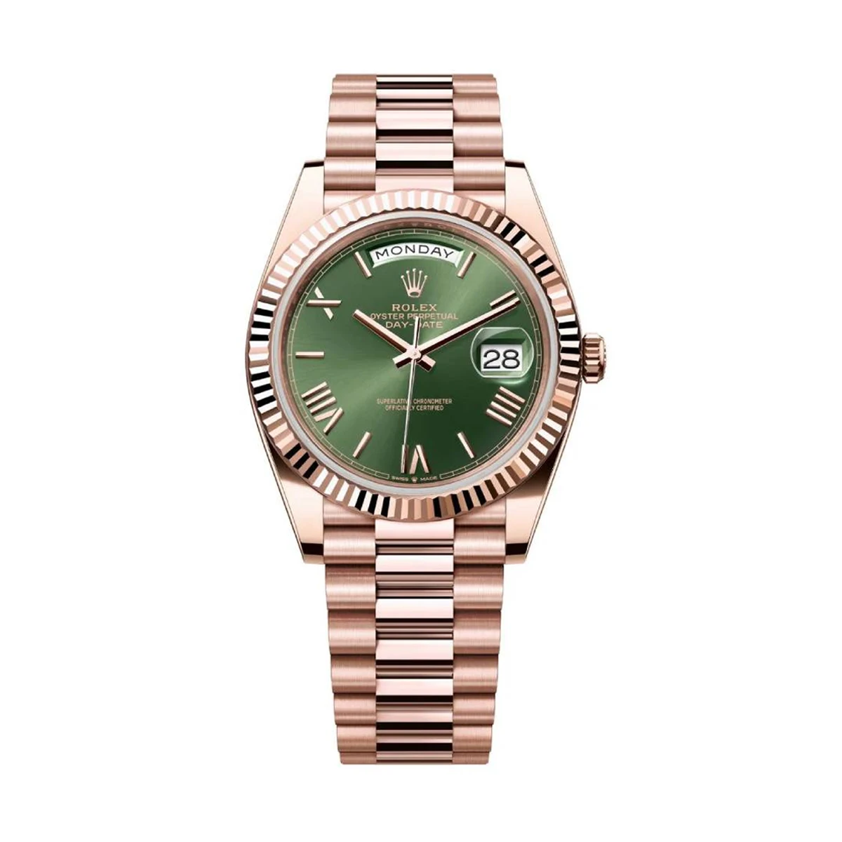 Rolex 228235-0025 Day-Date 40 Everose Olive Roman
