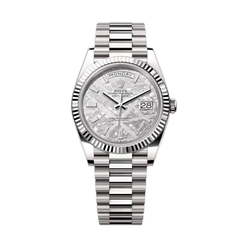 Rolex 228239-0055 Day-Date 40 White Gold Meteorite Baquette